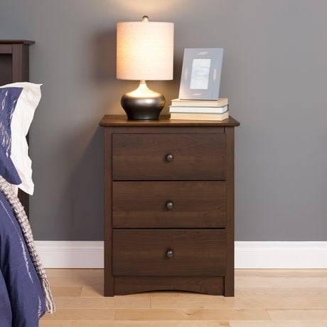 Prepac 23 in W x 29 in H x 16 in D Sonoma 3-Drawer Tall Nightstand