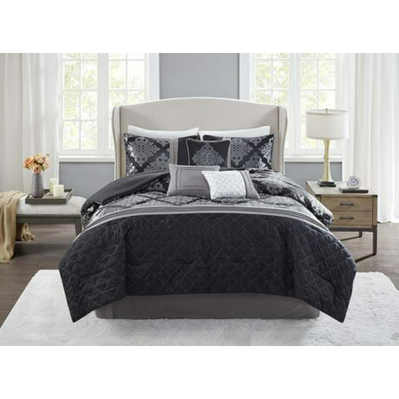 Chelsea Square Black Jacquard 7pc Bed-in-a-Bag