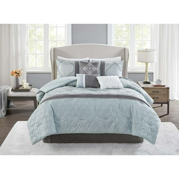 Chelsea Square Teal Jacquard 7pc Bed-in-a-Bag
