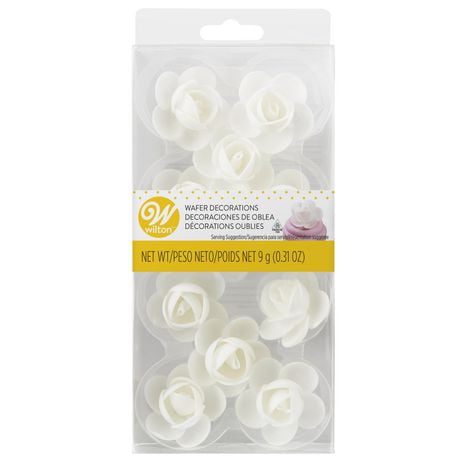 Wilton White Rose Wafer Decorations, Icing Decorations, 10-Pieces
