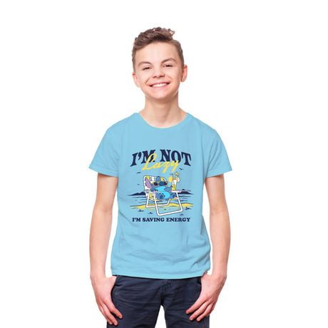 Disney Lilo & Stitch T-shirt à manches courtes pour garçons Not Lazy Tailles: TP-TG
