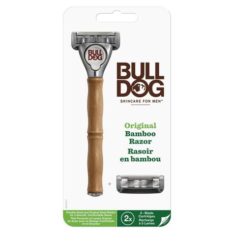 Rasoir original en bambou de marque Bulldog 1 rasoir & 2 recharges