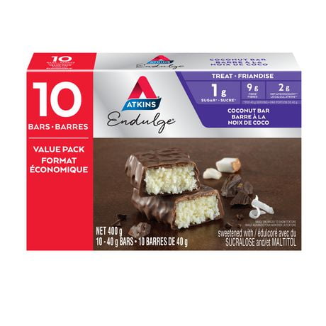 Atkins Endulge Coconut Treat Bars - Value Pack, 10 x 40 g Bars