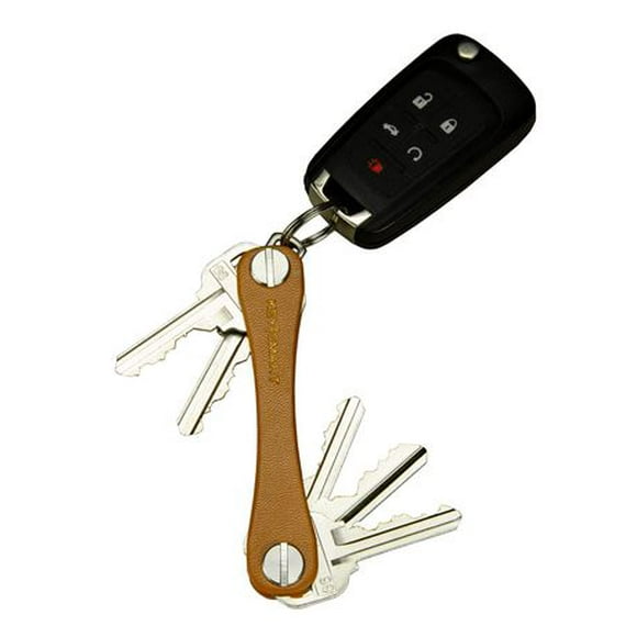 Porte-clés compact en cuir de KeySmart - Havane