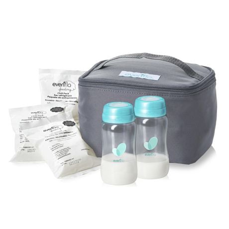 Kit d’accessoires de sac de refroidissement isolé d’evenflo avec bouteilles de collection de lait maternel et packs de glace