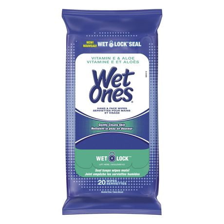 Serviettes Wet Ones pour les mains avec vitamine E et aloès 20 serviettes