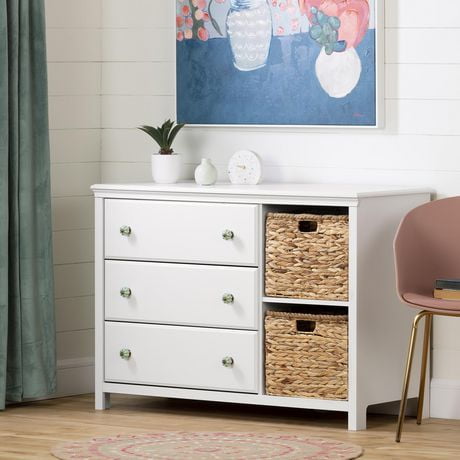 South Shore, Cotton Candy collection, 3-Drawer Dresser with Baskets