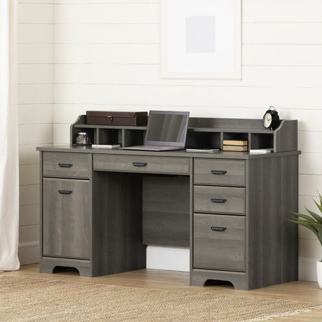 South S Versa Computer Office Desk With Power Bar Gray Maple Canada South S Versa Computer Office Desk, Maelin Writing Desk Hutch Setup