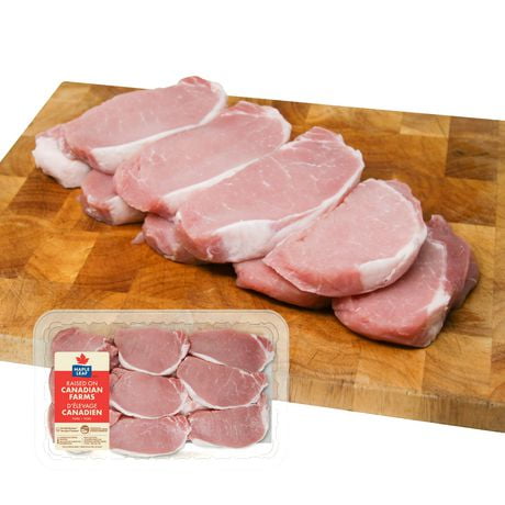 Maple Leaf Fresh Boneless Pork Chops Center and Rib End, Combo Pack 9 Pieces, 1.00 - 1.35 kg