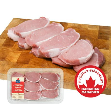 Maple Leaf Fresh Boneless Pork Chops Center and Rib End, Combo Pack 9 Pieces, 1.00 - 1.35 kg