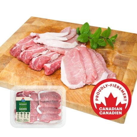 Côtelettes de porc à cuisson rapide fraîches Maple Leaf Élevé sans antibiotiques, 12 Côtelettes de porc, 0,65 - 0,82 kg