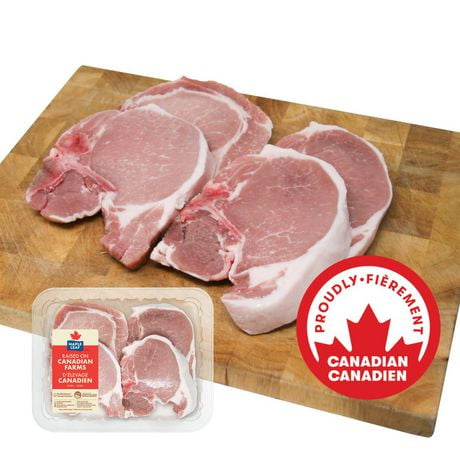 Côtelettes de porc avec os fraîches et centre Combo Maple Leaf, Combo paquet 4 pièces, 0,76 - 0,95 kg