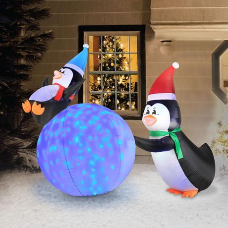 Penguins With Swirling Lights Snowball