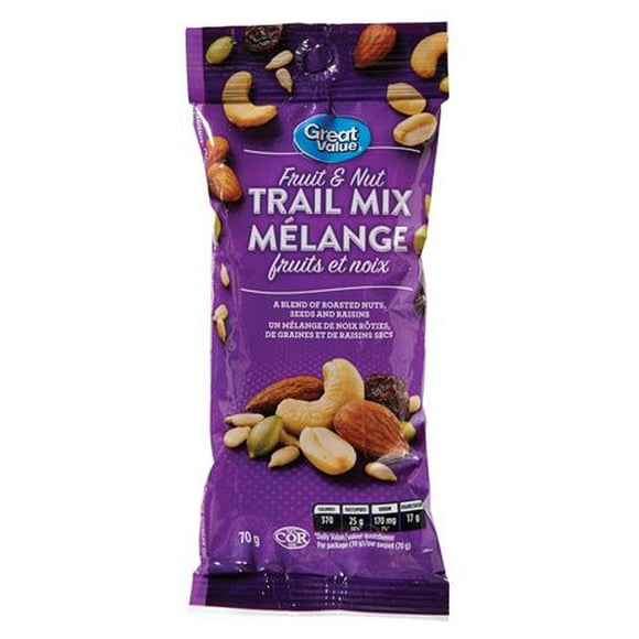 Great Value Fruit and Nut Trail Mix, 70 g