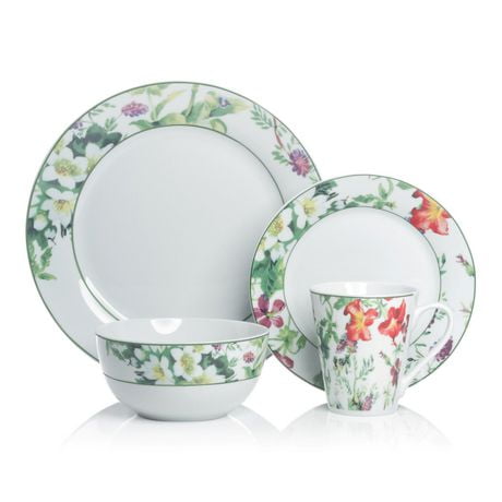 Brilliant 16-Piece Bloom Round Dinnerware Set | Walmart Canada