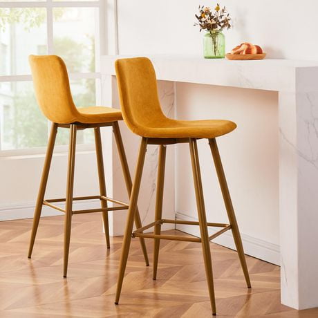 Homycasa Set of 2 Barstools 30 Inch High Stool Chairs with Armless Upholstery for Pub Bar Counter Kitchen Islands