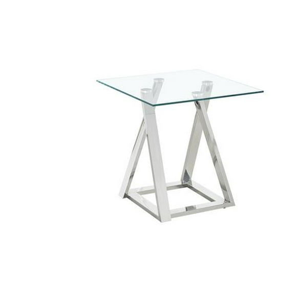 Topline Home Furnishings Glass Criss Cross End Table