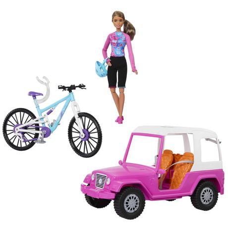 Barbie Doll and Mountain Bike Bundle with Barbie Car, Ages 3+