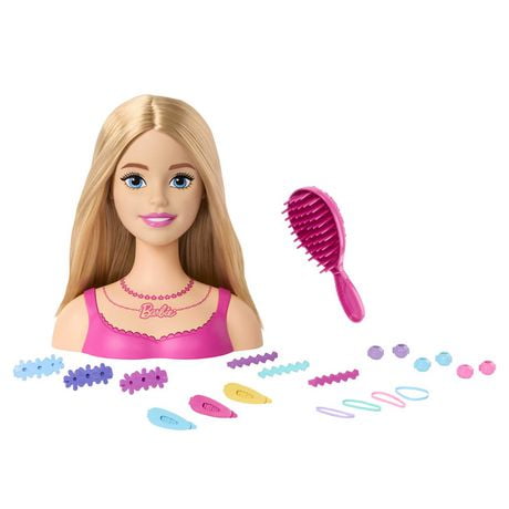 Barbie Doll Styling Head, Blond Hair with 20 Colorful Accessories, Ages 3+