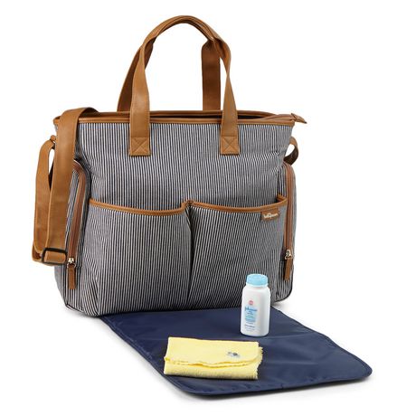 Baby Boom Places and Spaces Navy Pinstripe Diaper Bag | Walmart Canada