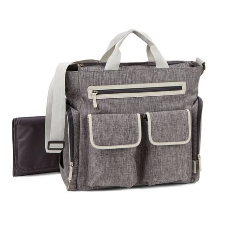 Baby Boom Places and Spaces Satchel Diaper Bag - Grey Cross hatch/Cream ...