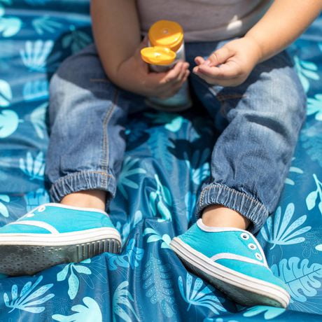Bumkins Bebe Enfant En Bas Age Enfants Impermeable Lavable Tapis De Sol De Table Ou Sous La Chaise Haute Alimentation Arts Et Artisanat Tropiques Bleu Walmart Canada