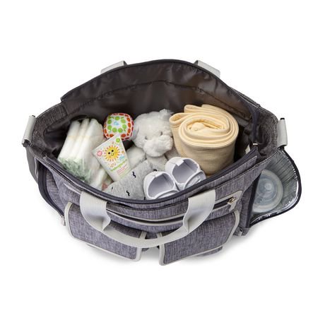 Baby Boom Places and Spaces Satchel Diaper Bag - Grey Cross hatch/Cream | Walmart Canada
