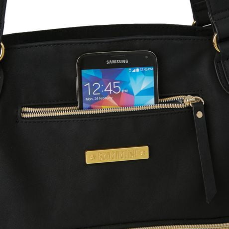 black diaper bag with gold zippers