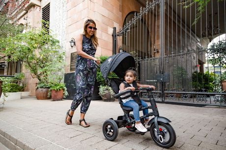 qplay rito plus folding stroller trike in black