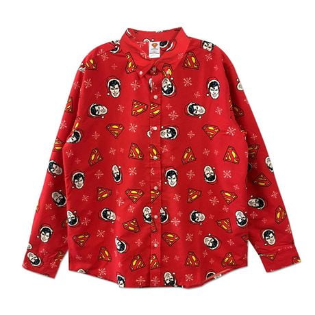Mens Superman Super Santa Button Up 