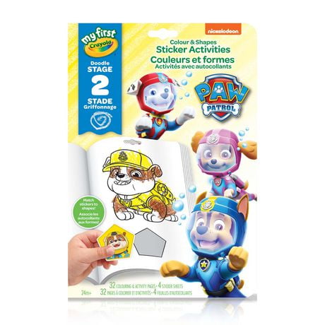 My First Crayola Colour & Shapes Sticker Activity Book, Paw Patrol, Includes 32 page book and 4 sticker sheets