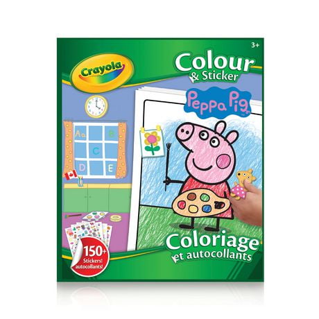 Crayola Colour & Sticker Book, Peppa Pig, Includes 32 colouring pages and 4 sticker sheets