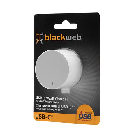 blackweb 20W Power Delivery USB-C Wall Charger (White) | Walmart Canada