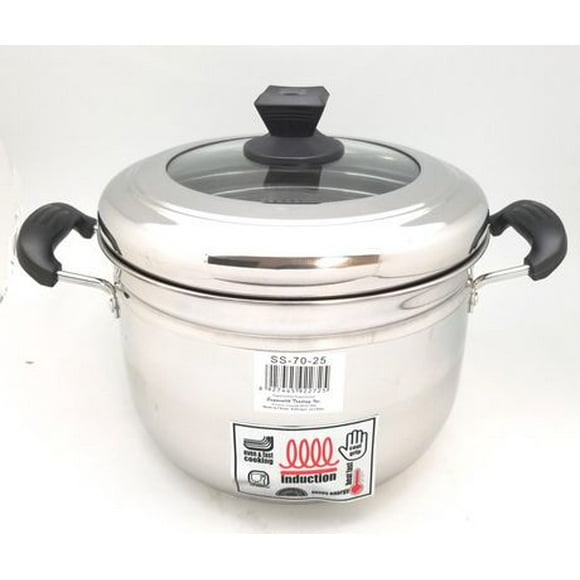 Sunwealth Multi-purpose Japanese style 5.9 quarts stainless Steel Steamer with removable steaming tray and glass lid.