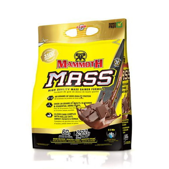 Mammoth Mass Rich Chocolate 5lb, Clean Carb Weight Gainer