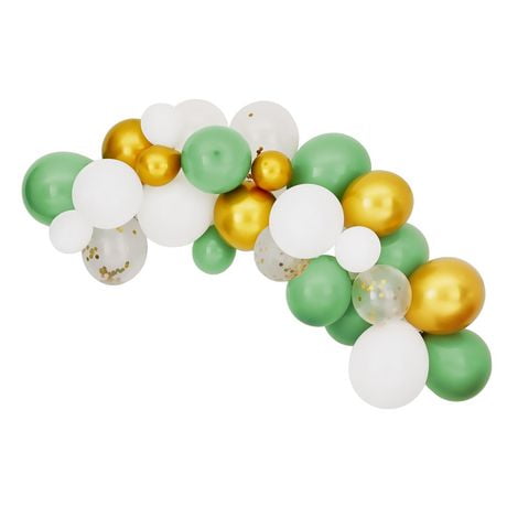 Green Gold balloon arch, Wht grn and gold balloon arch