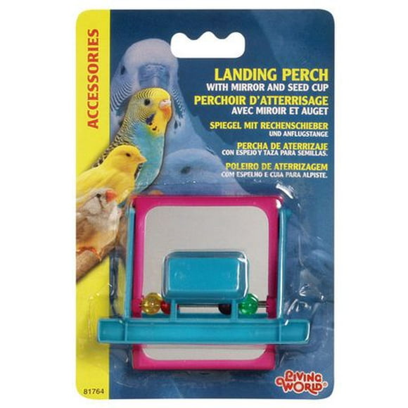 Living World Landing Perch Feeder with Mirror & Beads, Visual play centre