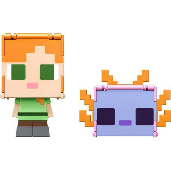 Minecraft Flippin’ Figs Alex & Axolotl Figure 2pk, Ages 6+
