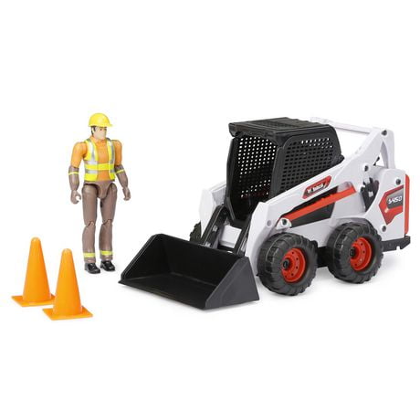 Adventure Force Freewheeling Bobcat Loader Play Set with Posable Figure and Accessories (5 Pieces), Bobcat Loader w/Figure 5pc
