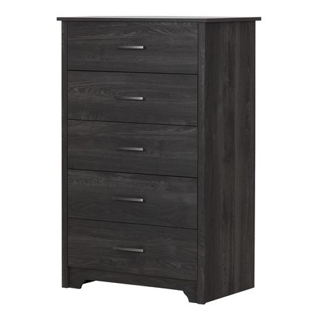South S Fusion 5 Drawer Chest, Fusion Black And Gray Dresser