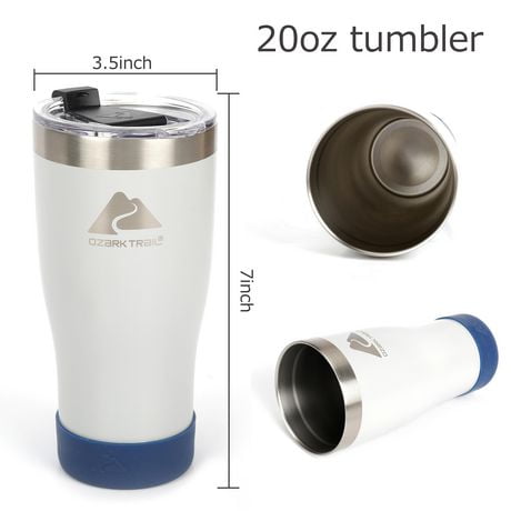 Ozark Trail Stainless Steel Vacuum Tumblers, 20oz, Blue and Grey, Camping drinkware