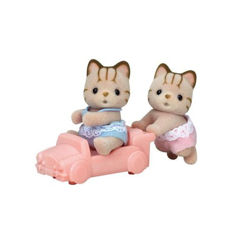 Calico Critters Sandy Cat Twins, Set of 2 Collectible Doll Figures with Accessory