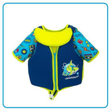 SwimSchool Youth Collared Swim Vest with Adjustable Safety Strap, Shark ...