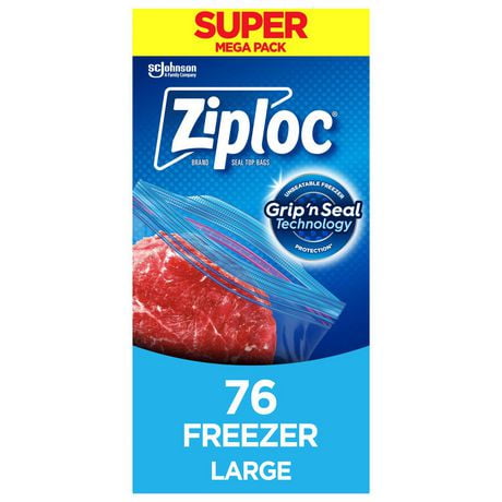 Ziploc® Freezer Bags with Stay Open Technology, Large, 76 Bags