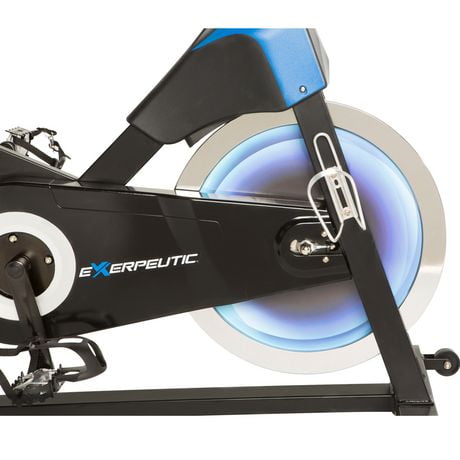 exerpeutic spin bike with bluetooth connectivity and chest belt