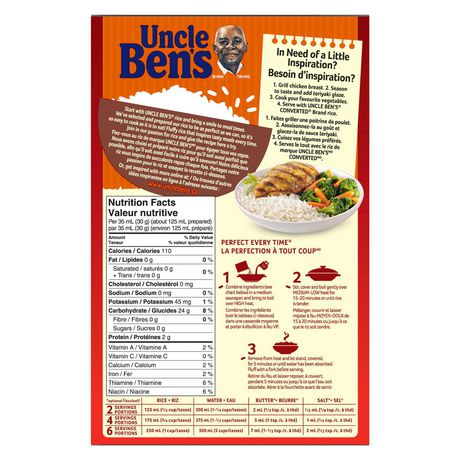 Chart Uncle Ben's Rice Instructions