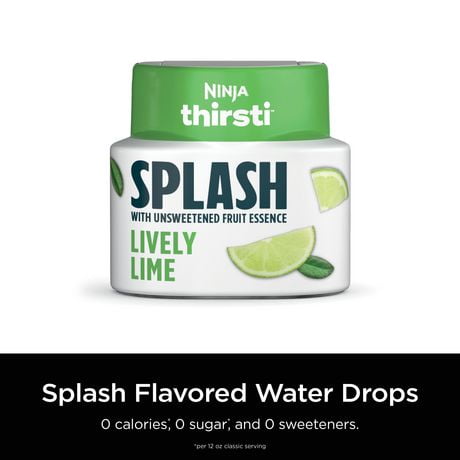 Ninja Thirsti SPLASH Lively Lime Flavoured Water Drops (Unsweetened), WCFLME6C, Flavoured Water Drops
