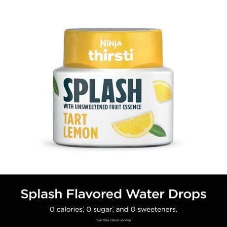 Ninja Thirsti SPLASH Tart Lemon Flavoured Water Drops (Unsweetened), WCFLMN6C, Flavoured Water Drops