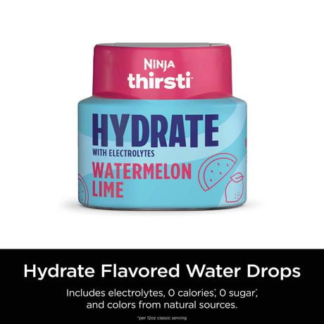 Ninja Thirsti HYDRATE Watermelon Lime Flavoured Water Drops , WCFWTL6C, Flavoured Water Drops