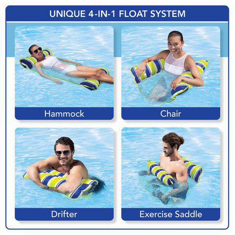 AQUA 4-in-1 Monterey Hammock Inflatable Pool Float Multi-Purpose Pool Hammock 